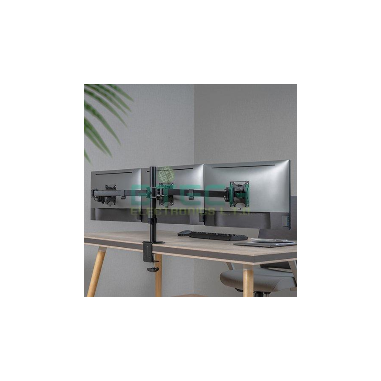 זרוע שולחנית ל-3 מסכים לגודל מסך עד 27"/ 7 ק"ג + אופציה להברגה – תמונה 2